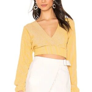 Superdown Yellow Fitted Crop Blouse